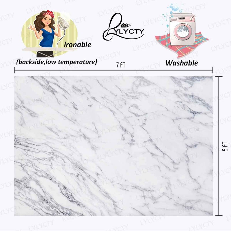 LYLYCTY 7x5ft Stone Texture Pattern Backdrop Grey White Marble Texture Background for Girls Birthday Party Wedding Party Photography Backgrounds for Photo Studio Props MBLY34 - Image 5